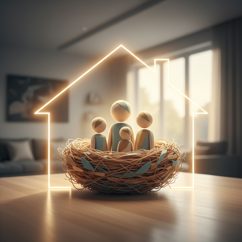 Birdnesting: Kinderen blijven in het huis wonen - Illustratie over birdnesting in België