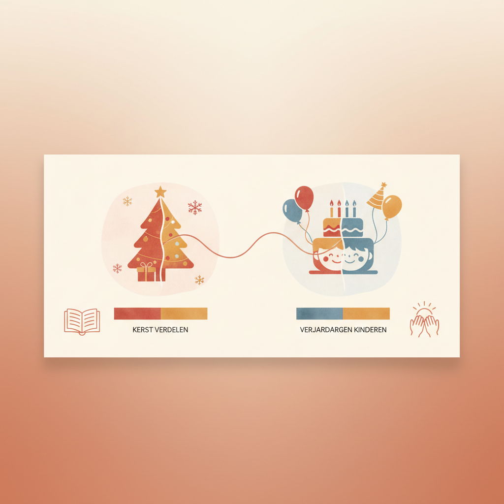 Feestdagen en scheiding: Kerst, verjaardagen verdelen - Illustratie over feestdagen regeling in België