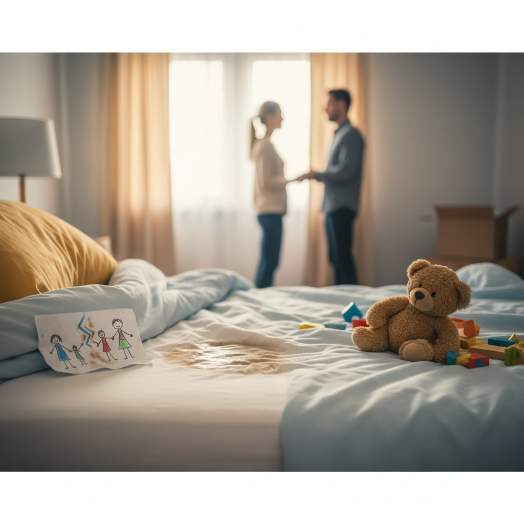 Kinderen en bedplassen na scheiding: Signalen herkennen - Illustratie over bedplassen scheiding in België