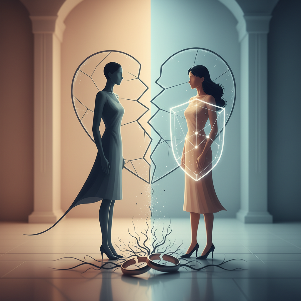 Narcisme en echtscheiding: Hoe bescherm je jezelf? - Illustratie over narcisme scheiding in België