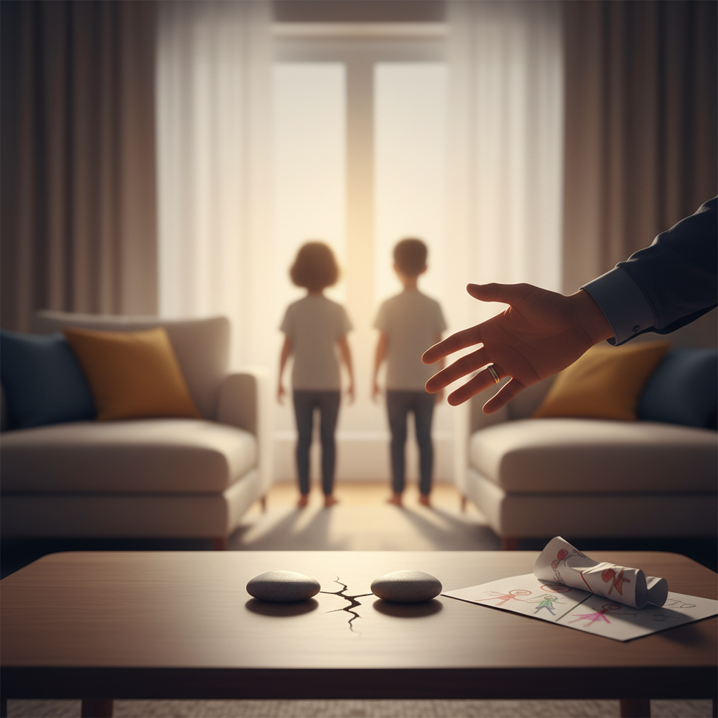 Omgaan met afwijzing door kinderen na scheiding - Illustratie over afwijzing kinderen in België