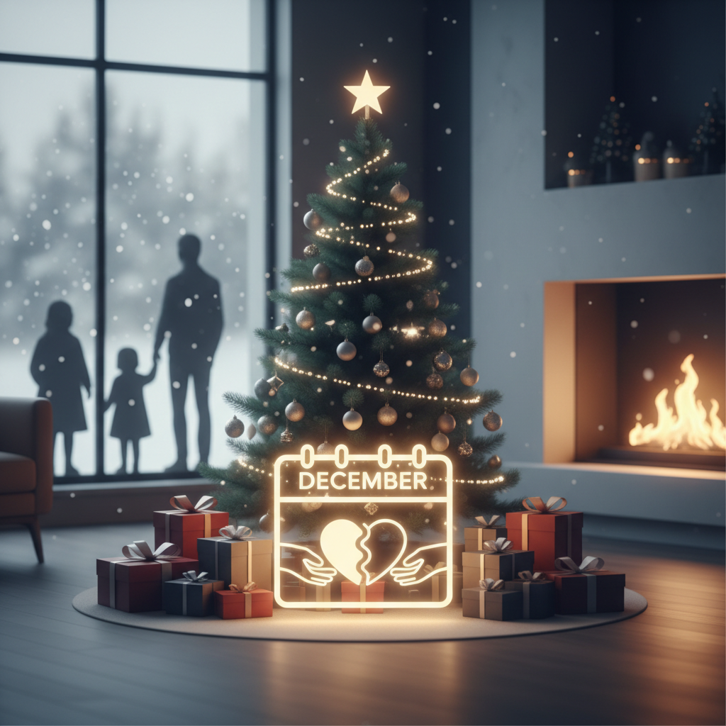 Vakantieregeling kerst en nieuwjaar: Eerlijk verdelen - Illustratie over kerst scheiding in België
