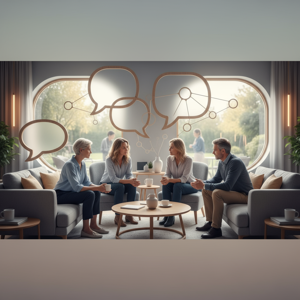 Vrienden en familie vertellen over scheiding - Illustratie over omgeving in België